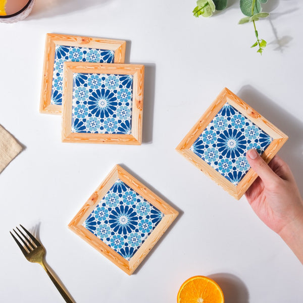 Moroccan Square Art Ceramic Coaster Set Of 4