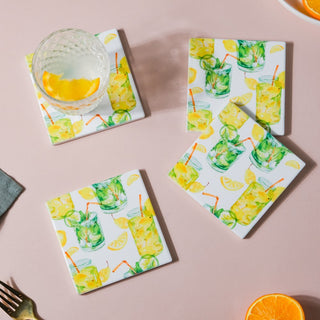 Lemonade Matte Ceramic Coaster Set Of 4