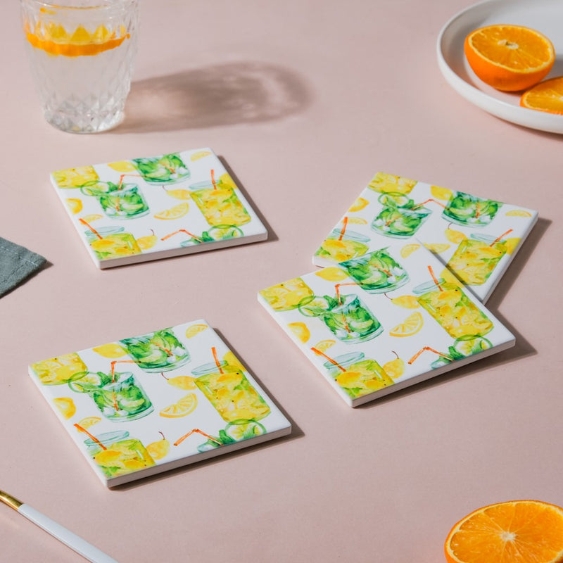 Take A Chill Pill Square Tile Coaster Set Of 4