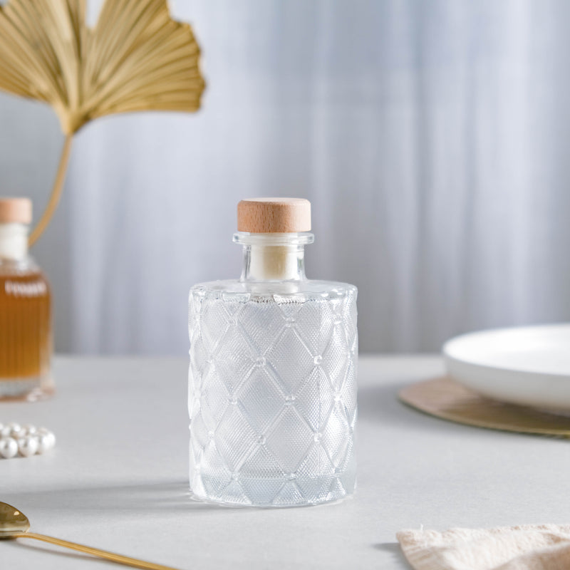 Rhombus Textured Decanter with Cork - Water bottle, juice bottle, glass bottle | Bottle for Travelling & Dining Table