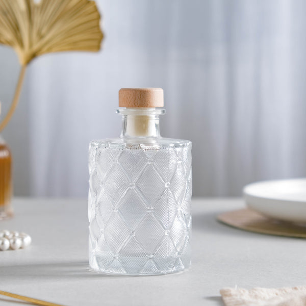 Rhombus Textured Decanter with Cork - Water bottle, juice bottle, glass bottle | Bottle for Travelling & Dining Table