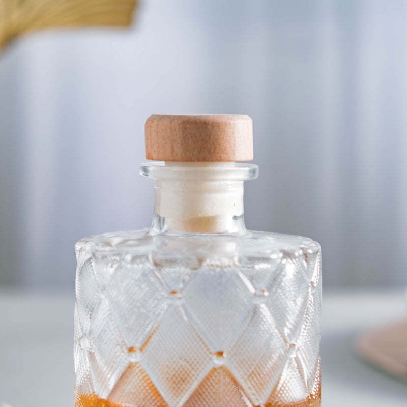 Rhombus Textured Decanter with Cork - Water bottle, juice bottle, glass bottle | Bottle for Travelling & Dining Table