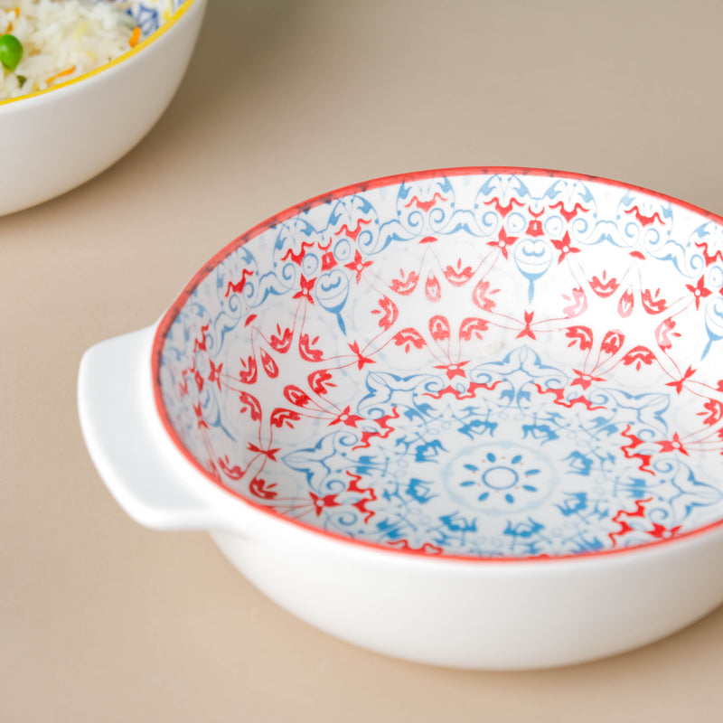 Mandala Red Floral Baking Dish With Handle 8.5 inch - Baking Dish