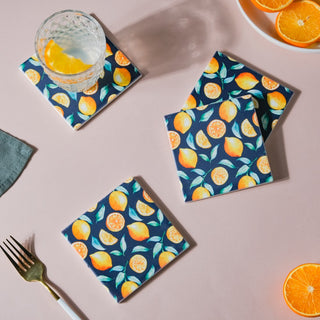 Zesty Orange Square Matte Ceramic Coaster Set Of 4
