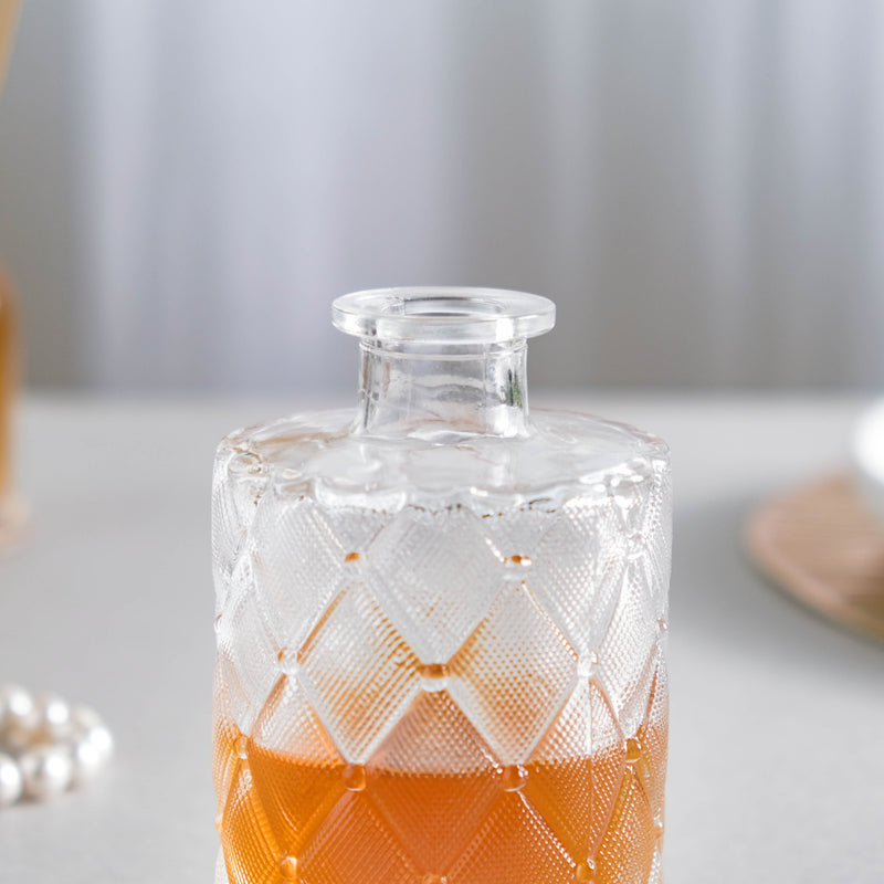 Rhombus Textured Decanter with Cork - Water bottle, juice bottle, glass bottle | Bottle for Travelling & Dining Table