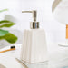 Striped Ceramic Soap Dispenser White 7 Inch