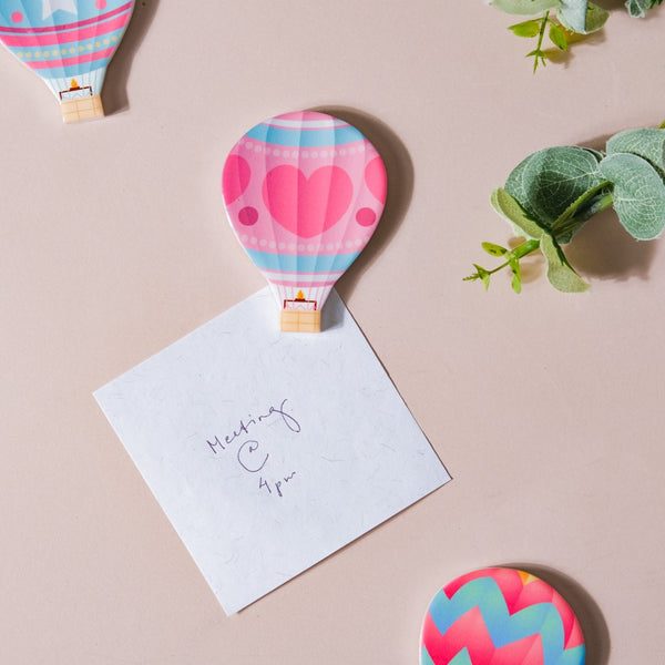 Pink Heart Hot Air Balloon Fridge Magnet - Showpiece | Home decor item | Room decoration item