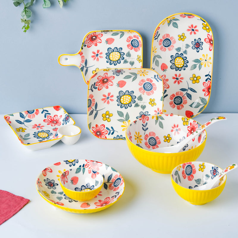 Spring Floral Salad Bowl Small 300 ml - Bowl,ceramic bowl, snack bowls, curry bowl, popcorn bowls | Bowls for dining table & home decor