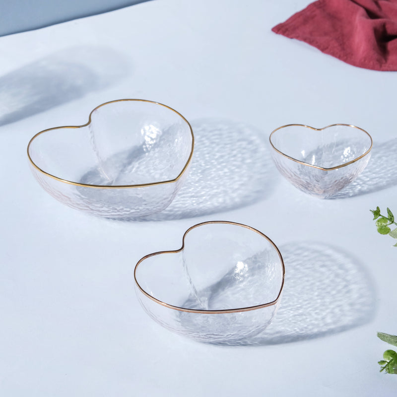 Heart Bowls Set of 3 - Bowl,ceramic bowl, snack bowls, curry bowl, popcorn bowls | Bowls for dining table & home decor