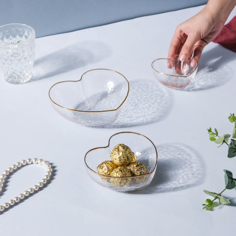 Heart Bowls Set of 3 - Bowl,ceramic bowl, snack bowls, curry bowl, popcorn bowls | Bowls for dining table & home decor