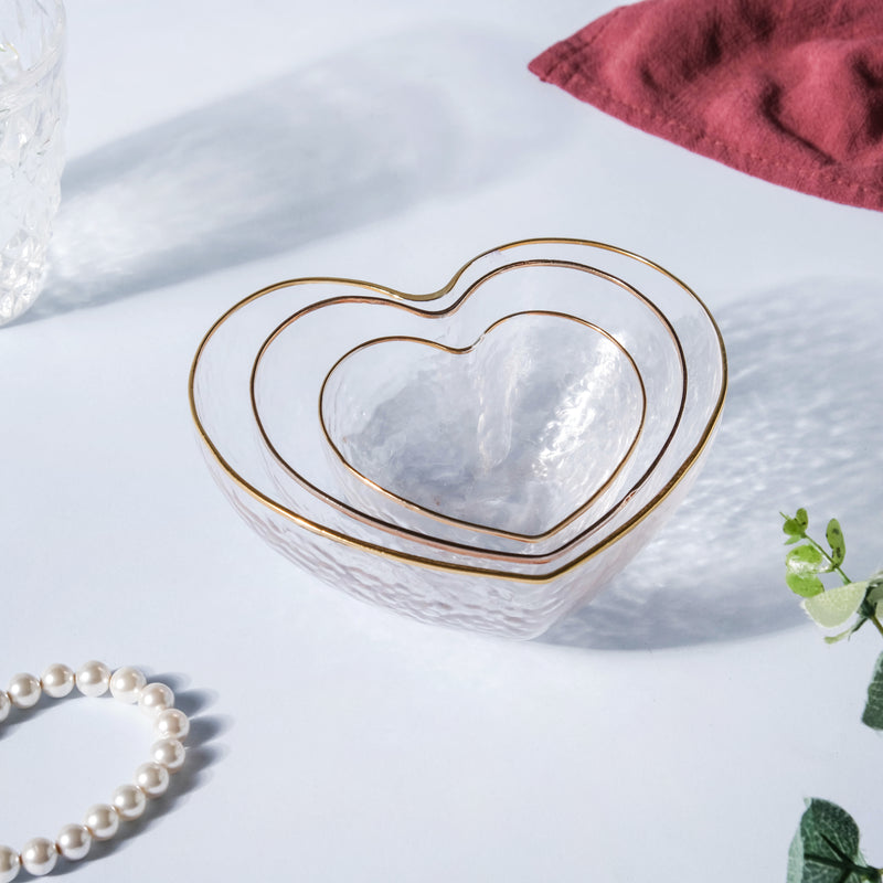 Heart Bowls Set of 3 - Bowl,ceramic bowl, snack bowls, curry bowl, popcorn bowls | Bowls for dining table & home decor