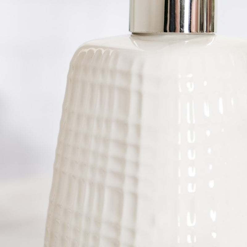 Geometric Ceramic Pump Dispenser White 7 Inch