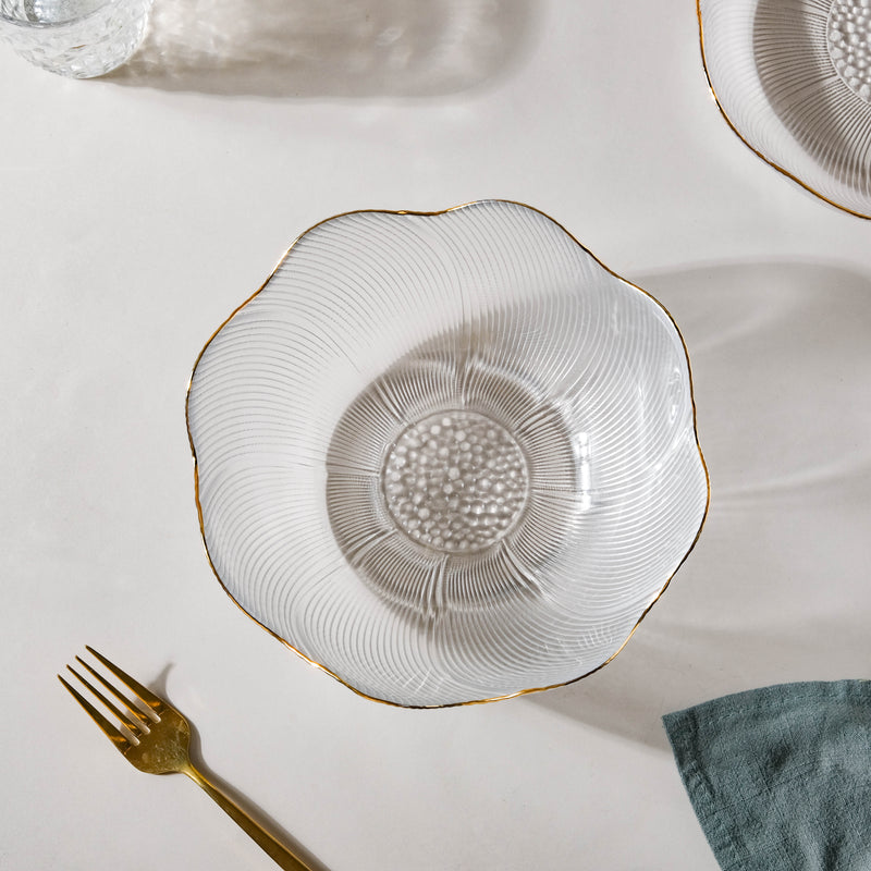 Wavy Glass Serving Bowl - Glass bowl, serving bowls, bowl for snacks, glass serving bowl, large serving bowl | Bowls for dining table & home decor