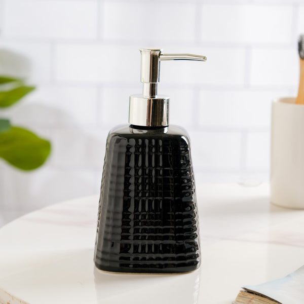 Geometric Ceramic Pump Dispenser Black 7 Inch