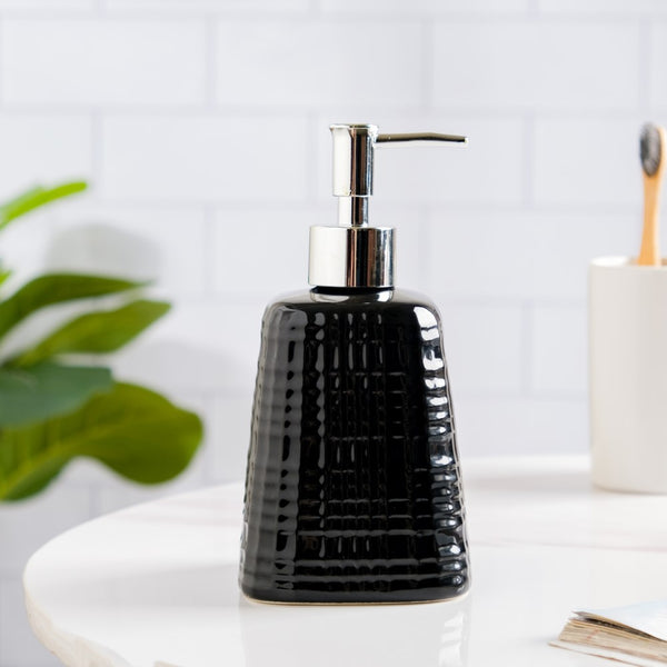 Geometric Ceramic Pump Dispenser Black 7 Inch