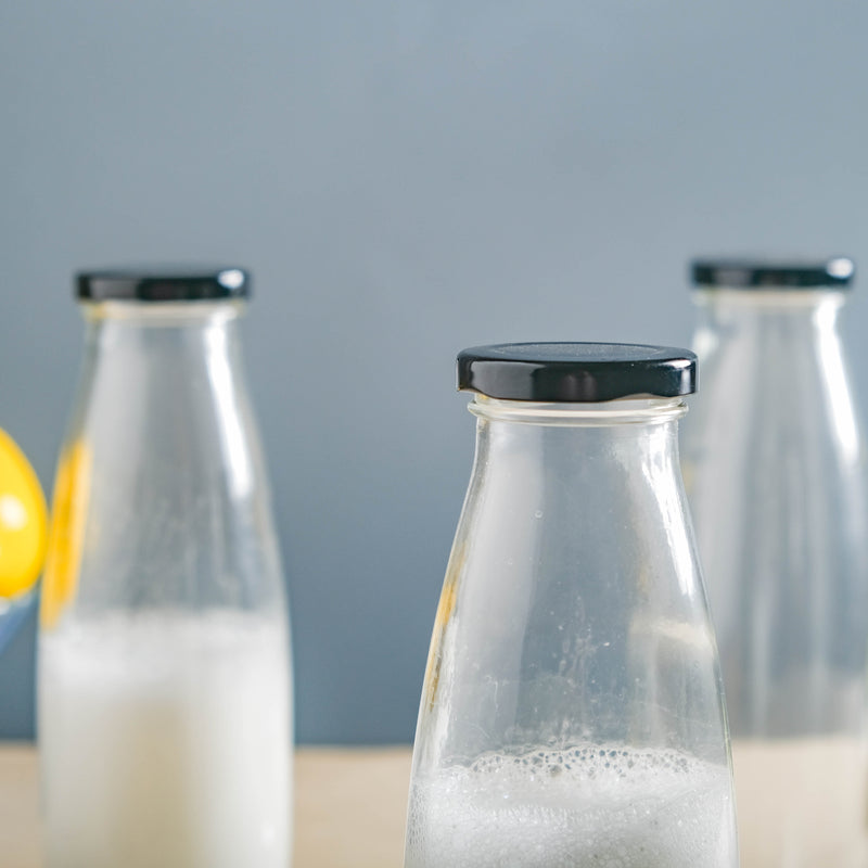 Glass Juice Bottle Set of 4 - Water bottle, juice bottle, glass bottle | Bottle for Travelling & Dining Table