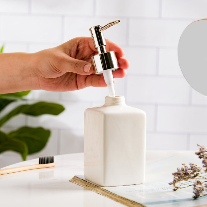 Celestria Ceramic Dispenser With Nozzle White 6 Inch