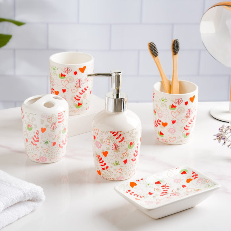 Eclectic Ceramic Bathroom Accessories Set of 5