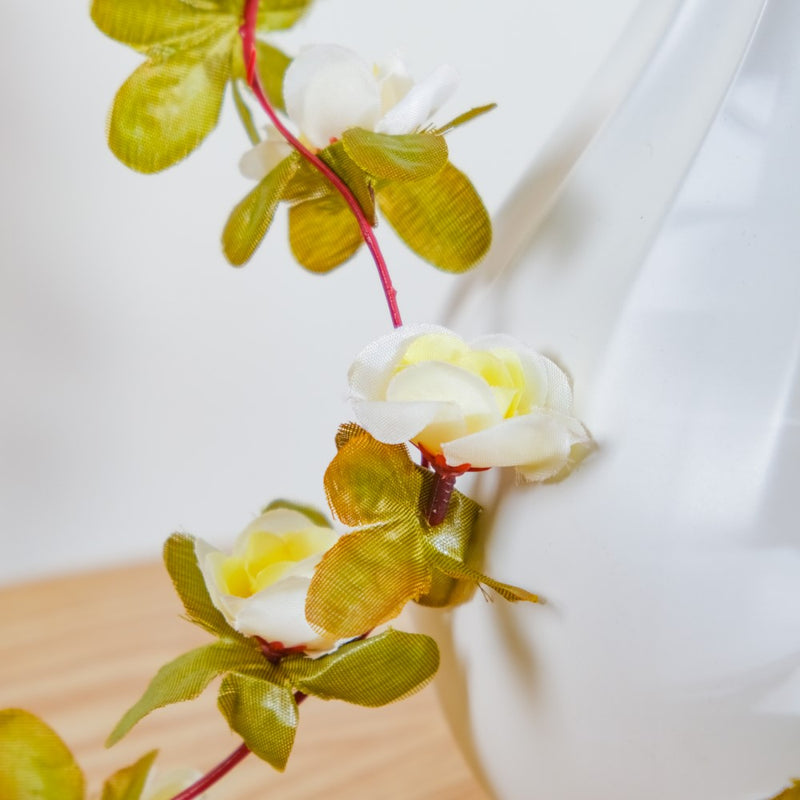 Decorative Roses And Leaves Vine White - Artificial flower | Home decor item | Room decoration item