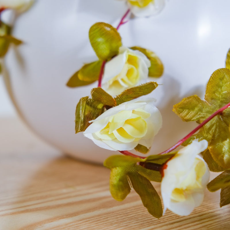 Decorative Roses And Leaves Vine White - Artificial flower | Home decor item | Room decoration item