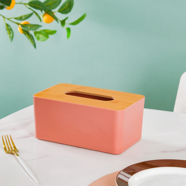 Tissue Box With Wooden Lid Pink - Tissue box and organizer | Home and room decor items