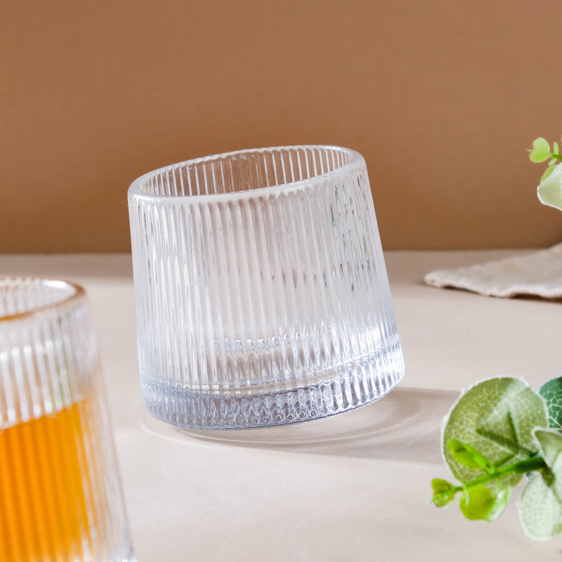 Rotating Ribbed Glass Set of 2