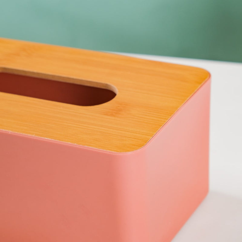 Tissue Box With Wooden Lid Pink - Tissue box and organizer | Home and room decor items