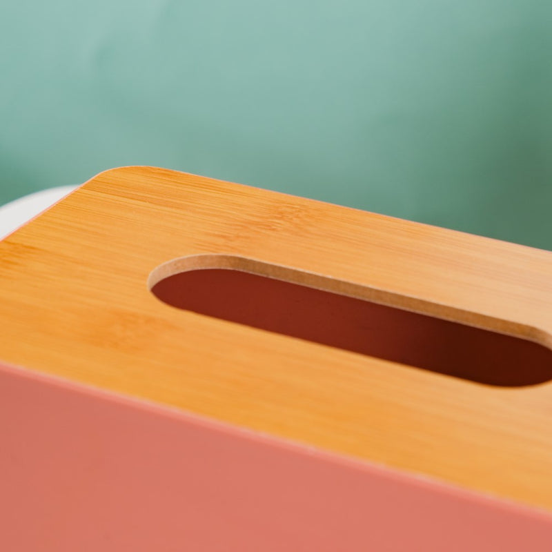 Tissue Box With Wooden Lid Pink - Tissue box and organizer | Home and room decor items