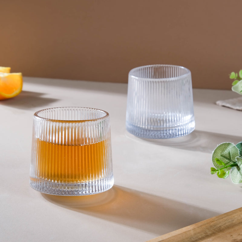 Rotating Ribbed Glass Set of 2