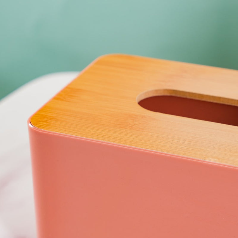 Tissue Box With Wooden Lid Pink - Tissue box and organizer | Home and room decor items