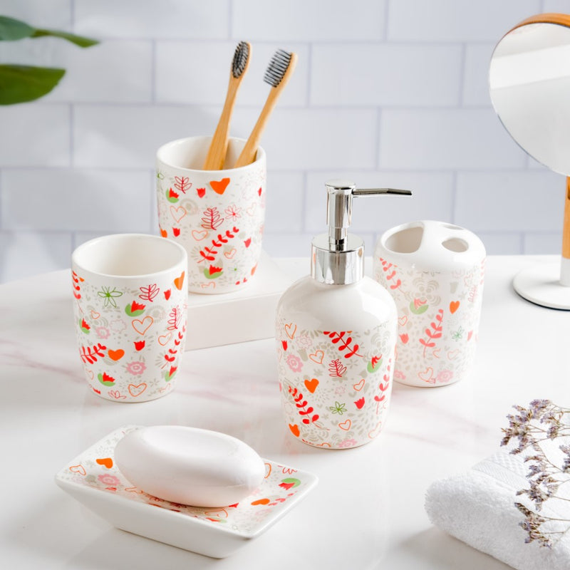 Eclectic Ceramic Bathroom Accessories Set of 5