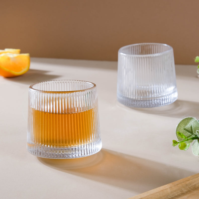Rotating Ribbed Glass Set of 2