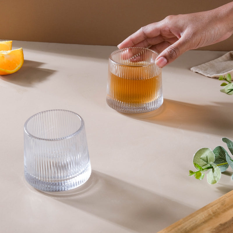 Rotating Ribbed Glass Set of 2