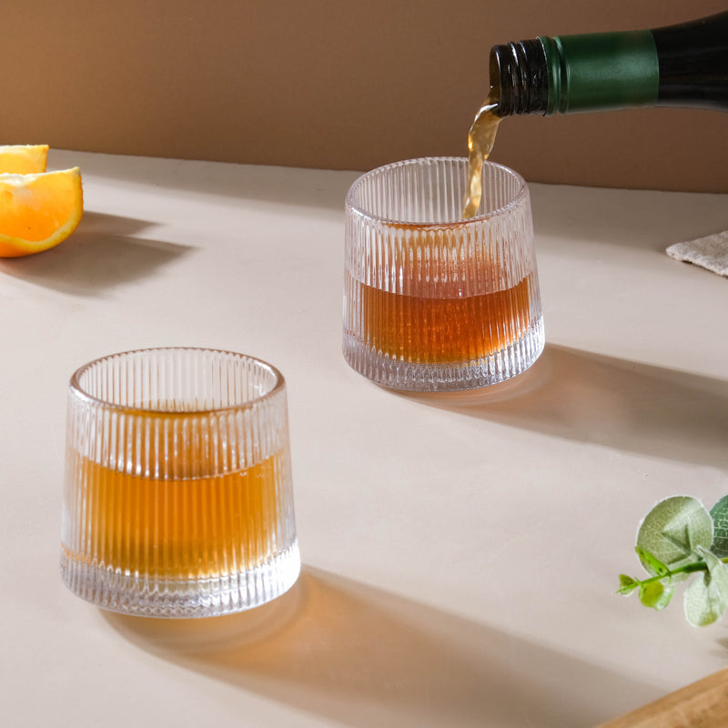 Rotating Ribbed Glass Set of 2