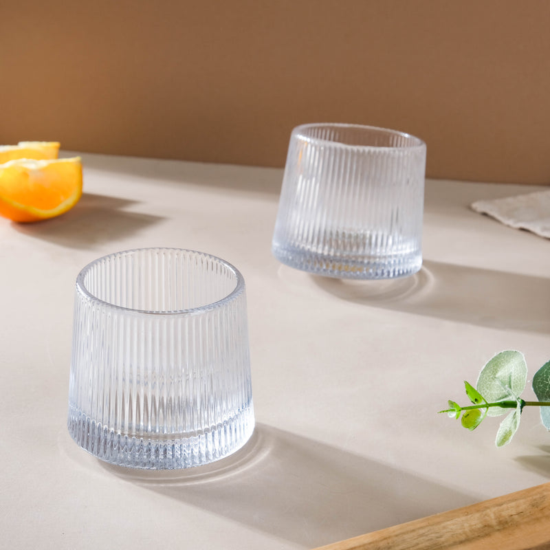 Rotating Ribbed Glass Set of 2