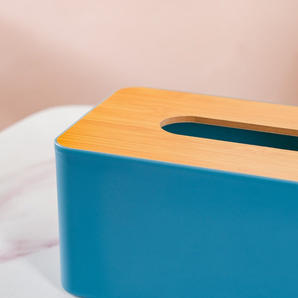 Tissue Box With Wooden Lid Blue - Tissue box and organizer | Home and room decor items