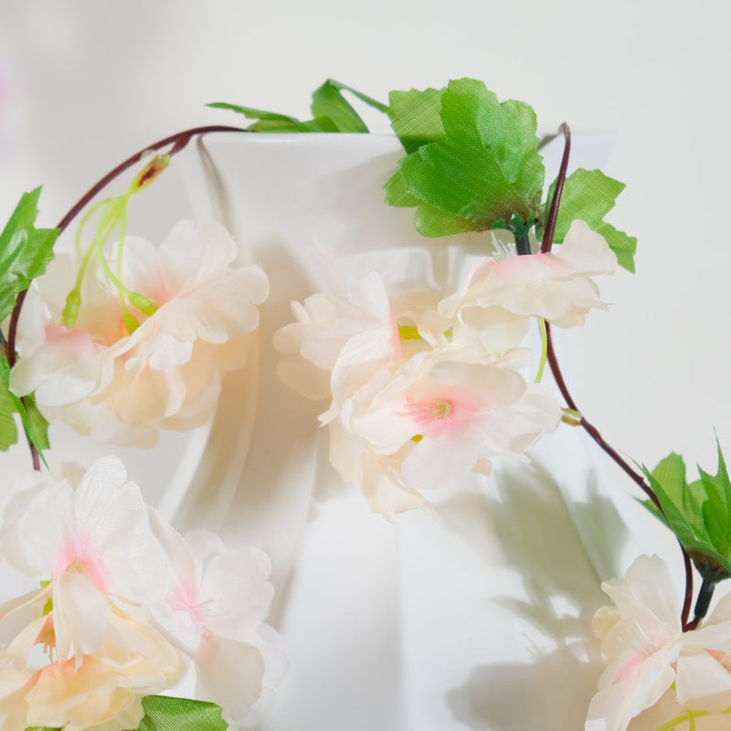 Artificial Sakura Blossoms And Leaves Vine Peach - Artificial flower | Home decor item | Room decoration item