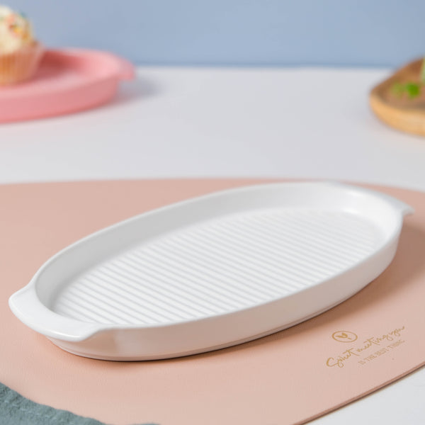 Snow White Grill Platter - Ceramic platter, serving platter, fruit platter | Plates for dining table & home decor