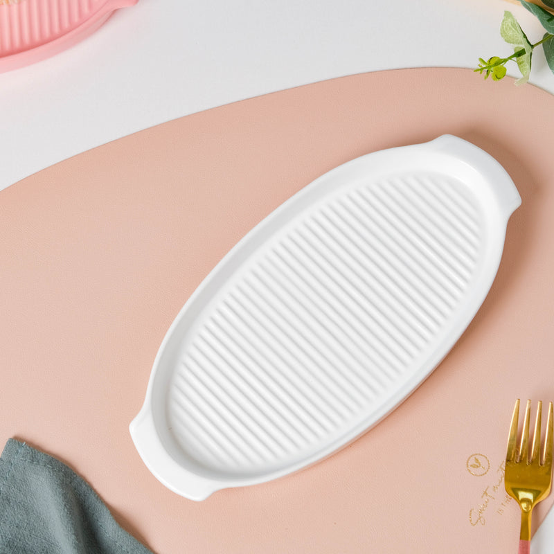 Snow White Grill Platter - Ceramic platter, serving platter, fruit platter | Plates for dining table & home decor