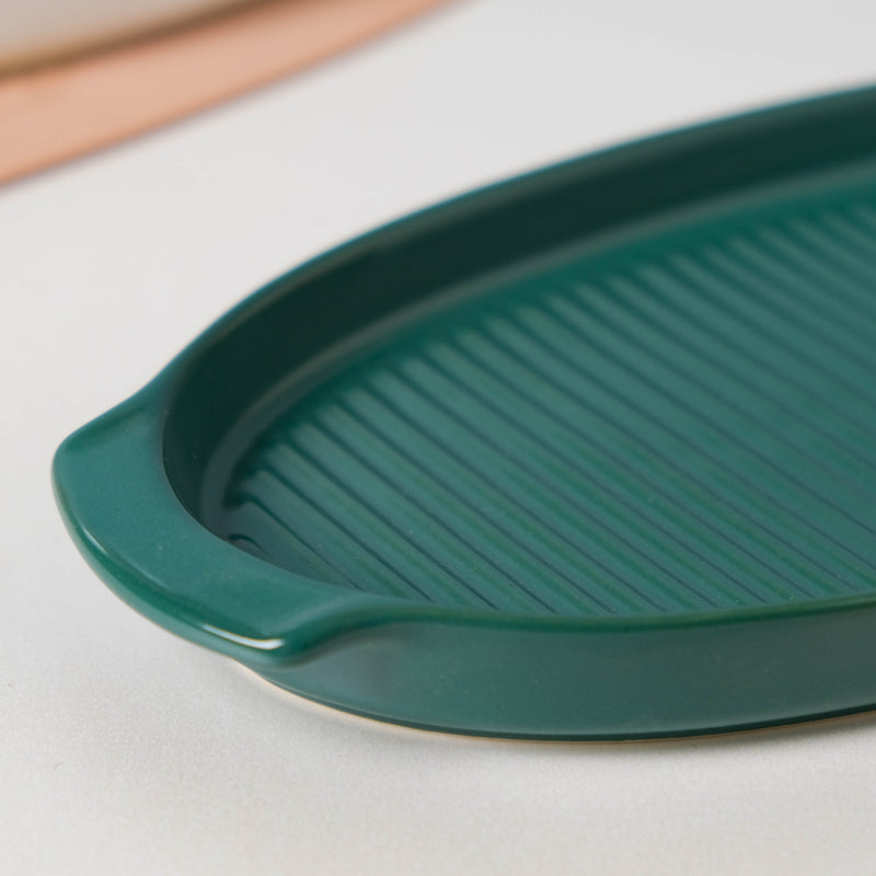 Teal Tantrum Grill Platter - Ceramic platter, serving platter, fruit platter | Plates for dining table & home decor