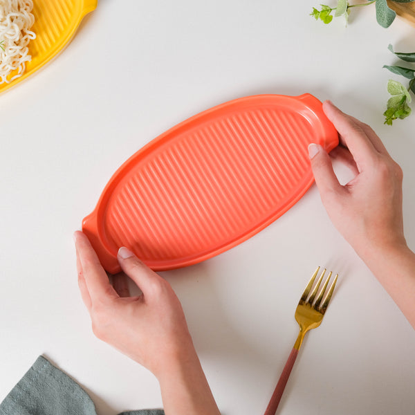 Orange Sherbet Grill Platter - Ceramic platter, serving platter, fruit platter | Plates for dining table & home decor