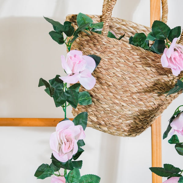 Faux Rose And Leaves Vine For Decor Pink - Artificial flower | Home decor item | Room decoration item