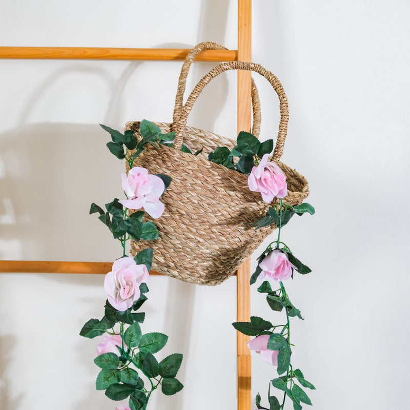Faux Rose And Leaves Vine For Decor Pink - Artificial flower | Home decor item | Room decoration item