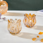 Tulip Glass Tea Light Candle Holder Amber Set Of 2 - Tealight candle holder | Home decoration items