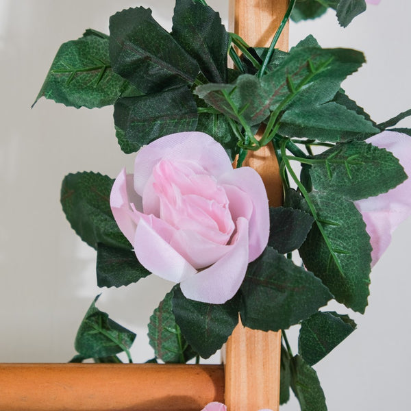 Faux Rose And Leaves Vine For Decor Pink - Artificial flower | Home decor item | Room decoration item