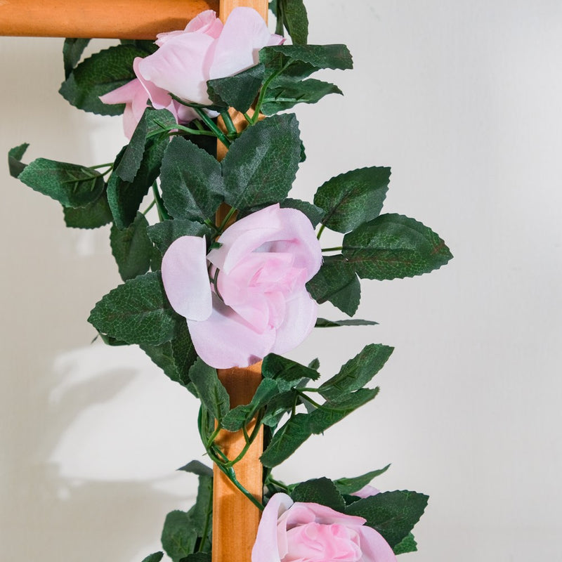 Faux Rose And Leaves Vine For Decor Pink - Artificial flower | Home decor item | Room decoration item