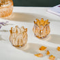 Tulip Glass Tea Light Candle Holder Amber Set Of 2 - Tealight candle holder | Home decoration items