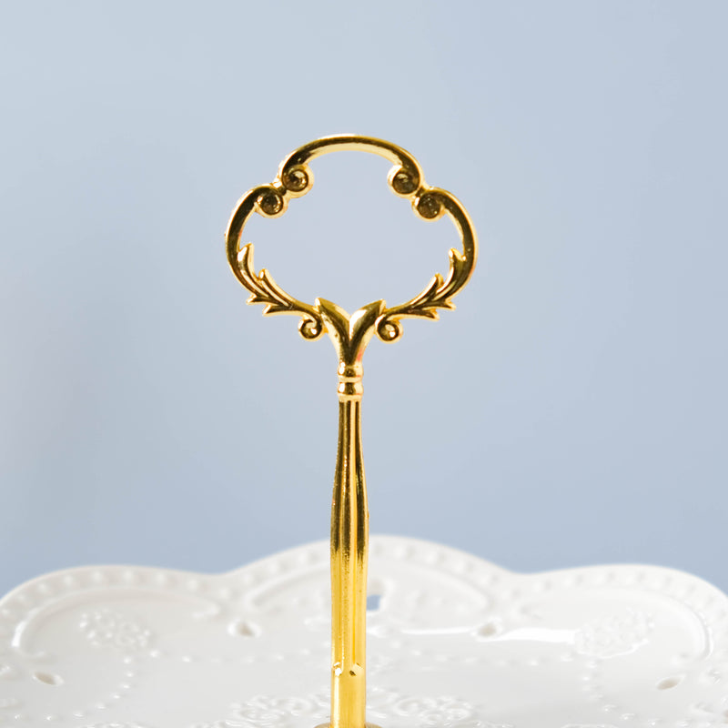 White Crochet Ceramic 2-tier Cupcake Stand