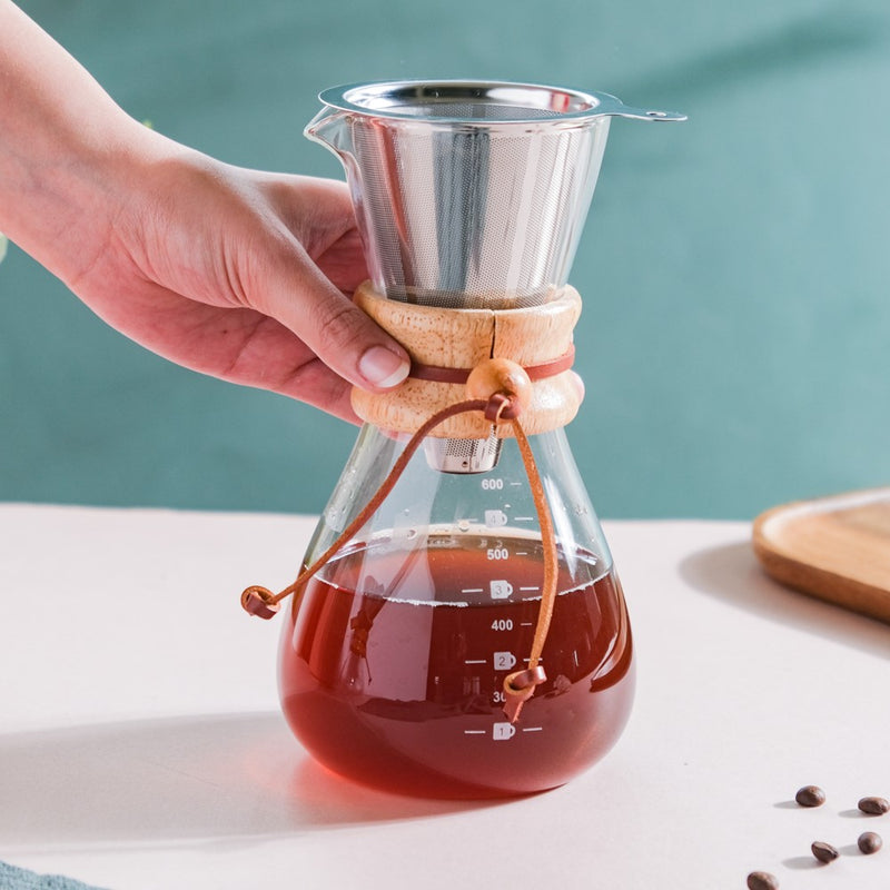 Manual Drip Coffee Filter With Glass Carafe Large 600ml- Coffee filter, coffee pot, coffee strainer | Coffee Pot and Filter for Dining table & Home decor