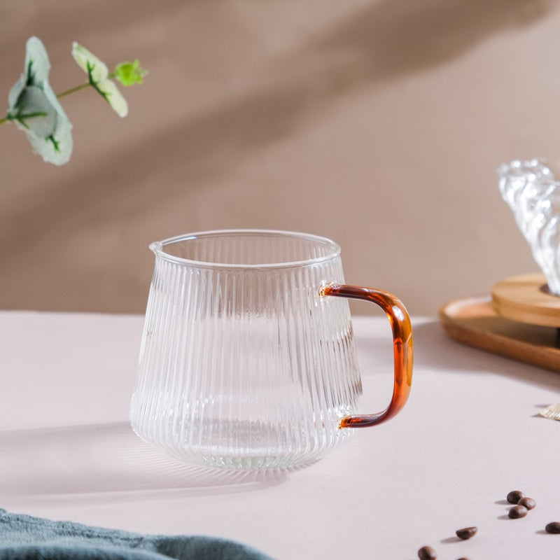 Glass Ribbed Coffee Pot 700ml - Glass pot, coffee pot, juice pot | Glass pot for Dining table & Home decor